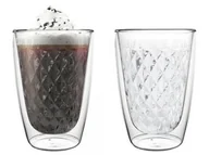 Filiżanki - EZYSTYLE Szklanki termiczne Ezy Style "Diamond" 250ml do kawy/harbaty 2 szt. (41668)  - miniaturka - grafika 1
