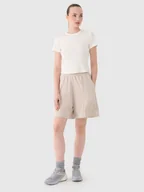 Spodenki damskie - 4F Spodenki dresowe damskie - beżowe L - miniaturka - grafika 1