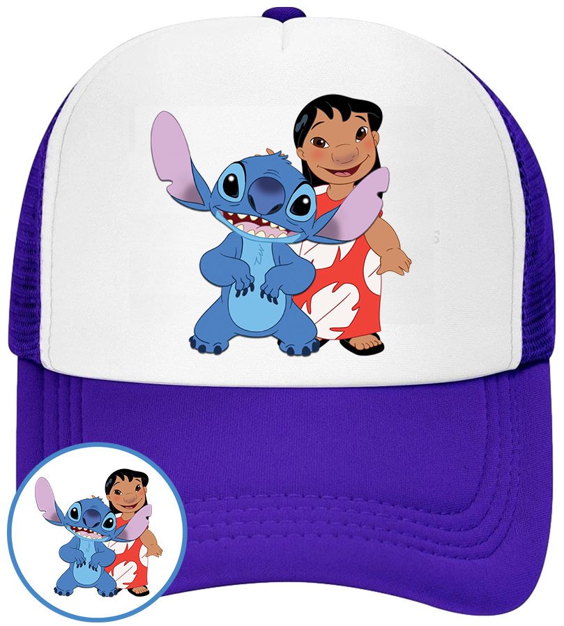 CZAPKA Z DASZKIEM LILO I STICH DLA DZIECI NA LATO NIEBIESKA BEJSBOLÓWKA