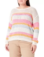 Swetry damskie - Jalene Damski sweter z dzianiny 15426480-JA03, wełniany biały różowy pomarańczowy, XL/XXL, Wełna biała, różowa, pomarańczowa, XL-XXL - miniaturka - grafika 1