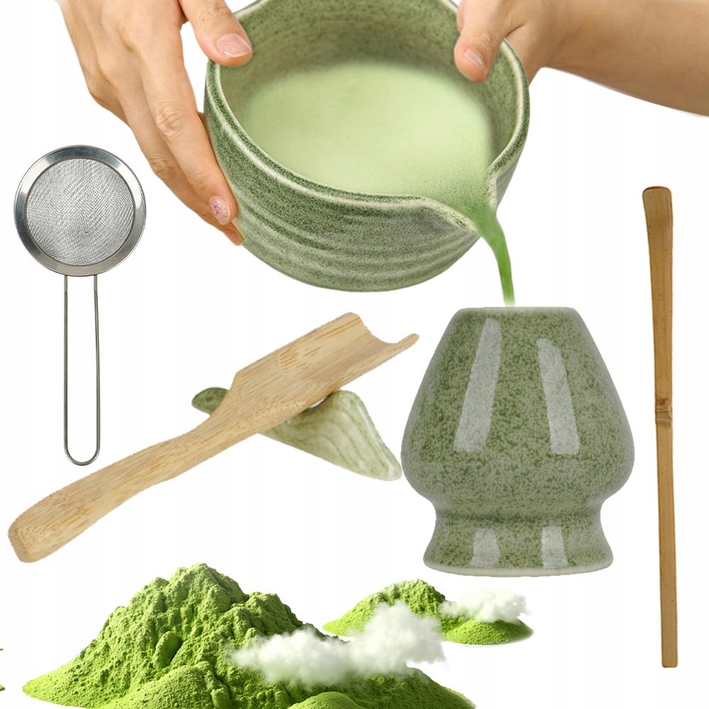 Zestaw Prezentowy Do Herbaty Matcha 7-CZĘŚCIOWY Zestaw Podstawka Łyżeczka