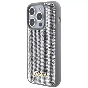 Guess GUHCP15XPSFDGSS iPhone 15 Pro Max 6.7" srebrny/silver hardcase Sequin Script Metal - Etui i futerały do telefonów - miniaturka - grafika 2