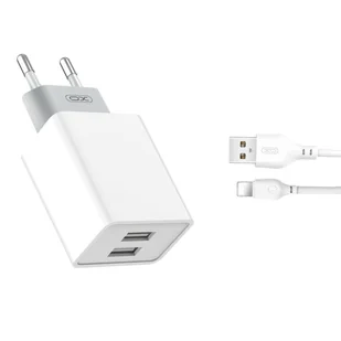 XO Ładowarka sieciowa L65 plus kabel 8-pin biała 2USB 2,4A - Ładowarki do telefonów - miniaturka - grafika 1