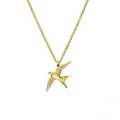 Naszyjniki - JASKÓŁKA- naszyjnik srebro złocone 24K - miniaturka - grafika 1