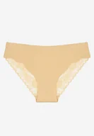 Majtki damskie - Beżowe Majtki Bezszwowe Figi Ozdobione Koronką Zeiella - miniaturka - grafika 1