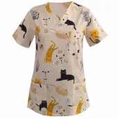 Odzież medyczna - Bluza medyczna damska fartuch kolorowy wzorek 1343 4XL - miniaturka - grafika 1