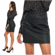 Spódnice - Spódnica Damska MINI Woskowana z Kieszeniami Ołówkowa Elegancka MORAJ M - miniaturka - grafika 1