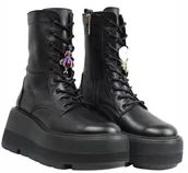 Botki damskie - Workery botki czarne damskie CARINII B9791 skóra platforma modne r.37 - miniaturka - grafika 1