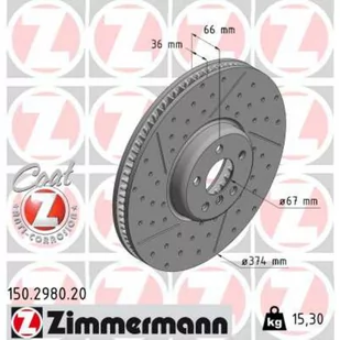 Tarcza hamulcowa ZIMMERMANN 150.2980.20 - Tarcze hamulcowe - miniaturka - grafika 1