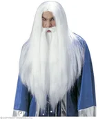 Dodatki do strojów karnawałowych - Peruka + Broda Biała Gandalf - miniaturka - grafika 1