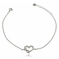 Bransoletki - Bransoletka z sercem i nieskończonością na delikatnym łańcuszku srebro 925 - miniaturka - grafika 1