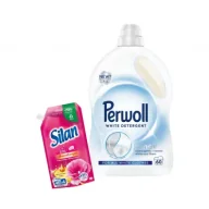 Środki do prania - Perwoll Zestaw Płyn do prania tkanin białych White (60 prań) + Silan Płyn do zmiękczania tkanin Fabrlhafter Blutenrausch gratis 3 l + 500 ml - miniaturka - grafika 1