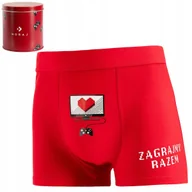 Majtki męskie - Zabawne Bokserki Męskie dla Gracza w Puszce Walentynki CZERWONY MORAJ XXL - miniaturka - grafika 1