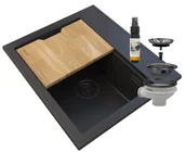 Zlewozmywaki - Granitan Foxal Czarny Zlewozmywak Granitowy Syfon Czarny - miniaturka - grafika 1