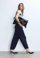 Spodnie damskie - Stradivarius Eleganckie spodnie bufiasty rękaw Morski XL - miniaturka - grafika 1