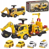 Chodziki - Jeździk 2w1 koparka + 4 autka rozkładany dźwig dźwięk ruchoma łyżka ZH922 - miniaturka - grafika 1