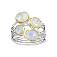 Pierścionki - Pozłacany srebrny pierścionek z Kamieniem Księżycowym - Europa 16; US 7 - miniaturka - grafika 1