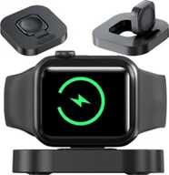 Ładowarki do telefonów - Mini ładowarka indukcyjna do ładowania Apple Watch USB Alogy Mini Stand Charger Czarna - miniaturka - grafika 1