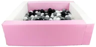 Suche baseny - Kwadratowy suchy basen z ekoskóry z 200 piłeczkami (biały, różowy (pastel)/czarny, biały, szary) - miniaturka - grafika 1