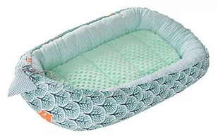 Medi Partners Gniazdo niemowlęce dla niemowląt, gniazdko, 100% bawełna, łóżeczko turystyczne dla niemowląt, niemowląt, 90 x 50 x 13 cm, wyjmowana wkładka (las z miętowym miętowym różem) 5903031427844 - Kokony niemowlęce - miniaturka - grafika 1