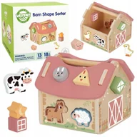 Sortery dla dzieci - WOOPIE GREEN Drewniana Farma Sorter Kształtów i Kolorów 13 el. - miniaturka - grafika 1