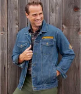 Kurtki męskie - Niebieska, jeansowa kurtka Mężczyzna Atlas For Men - Kolor : Granatowy - Rozmiar : 4XL - miniaturka - grafika 1