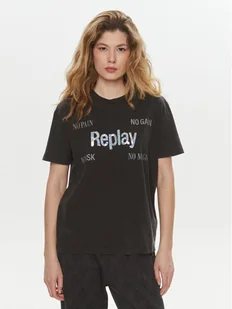 Replay T-Shirt W3072A.000.22658M Czarny Regular Fit - Koszulki i topy damskie - miniaturka - grafika 1