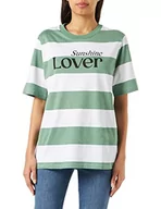 Koszulki i topy damskie - United Colors of Benetton Koszulka damska 35u4d103e, jasnozielone paski wzór 69h, L, Jasnozielony wzór w paski 69h, L - miniaturka - grafika 1