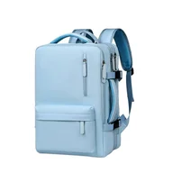 Plecaki - PLECAK PODRÓŻNY DO SAMOLOTU PODRĘCZNY WYTRZYMAŁY NIEBIESKI BŁĘKITNY - miniaturka - grafika 1