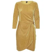 Sukienki - Sukienka damska Vero Moda Mella elegancka złota welurowa-M - miniaturka - grafika 1