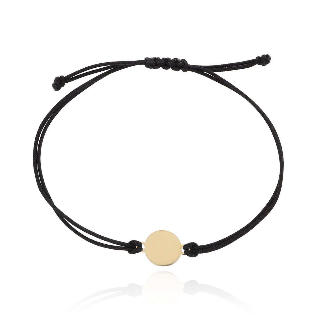 Bransoletka czarny sznurek kółko pr. 585