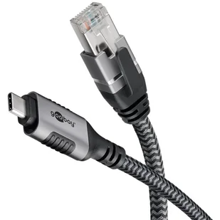 Goobay 70699 zmieniacz płci / kabli USB C RJ-45 Czarny, Srebrny - Adaptery i przejściówki - miniaturka - grafika 1