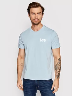 Koszulki męskie - Lee T-Shirt Wobbly Logo L65QAIUY Niebieski Regular Fit - grafika 1