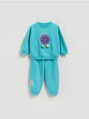 Bluzy i sweterki niemowlęce - Reserved - Bawełniany komplet z aplikacją - turkusowy - miniaturka - grafika 1