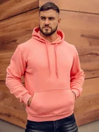 Bluzy sportowe męskie - Koralowa z kapturem bluza męska kangurka Bolf 1004 - miniaturka - grafika 1