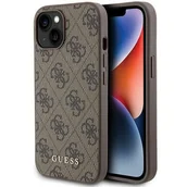 Etui i futerały do telefonów - Guess GUHCP15SG4GFBR iPhone 15 6.1" brązowy/brown hard case 4G Metal Gold Logo - miniaturka - grafika 1