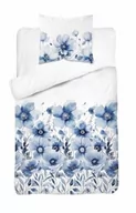 Pościel - Detexpol Pościel satynowa 140x200 biała niebieska kwiaty z jedną poszewką 4923 A Home Satin 81 - miniaturka - grafika 1