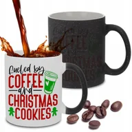 Kubki - Kubek Magiczny Czarny Brokatowy COFFEE AND CHIRSTMAS COOKIES Święta Mix Wz - miniaturka - grafika 1