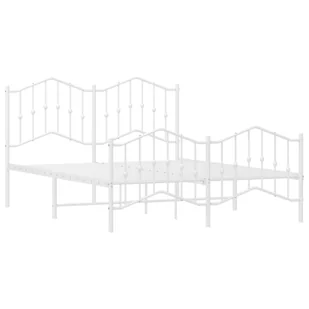 Metalowa rama łóżka z wezgłowiem i zanóżkiem, biała, 135x190 cm Lumarko! - Łóżka - miniaturka - grafika 3