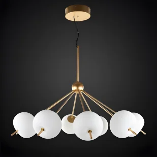 Nowoczesny żyrandol Apple z mlecznymi kloszami i złotymi detalami - Lampy sufitowe - miniaturka - grafika 1
