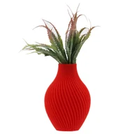 Wazony i flakony - Wazon flakon na kwiaty sztuczne 3D czerwony wysoki 25cm dekoracyjny tworzywo - miniaturka - grafika 1