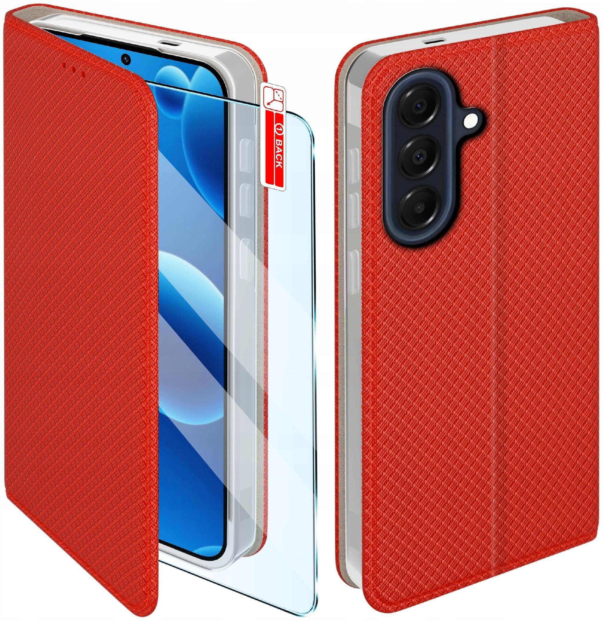 krainaGSM Etui MAGNET do Samsung A57 5G Zamykane Czerwone Futerał + Szkło 9H