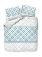 Pościel - Darymex Pościel bawełniana 160x200 biała turkusowa kratka romby 71466/1 Cottonlove 3 - miniaturka - grafika 1