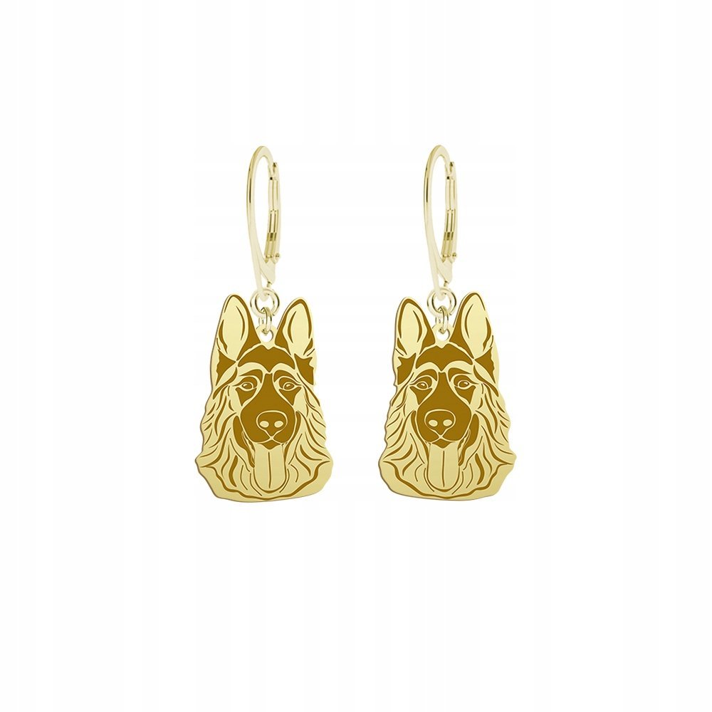 Kolczyki Złote Owczarek Niemiecki 925 Prezent Biżuteria GRAWER GRATIS
