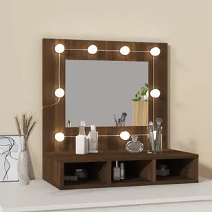 Lumarko Szafka z lustrem i LED, brązowy dąb, 60x31,5x62 cm - Toaletki - miniaturka - grafika 4