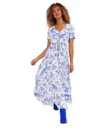 Sukienki - Joe Browns Damska sukienka maxi z dekoltem w serek z krótkim rękawem, wielokolorowa, 8, multi, 34 - miniaturka - grafika 1