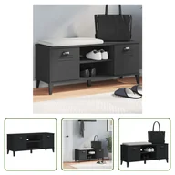 Szafki na buty - The Living Store Ławka na buty VIKEN Black 106x35x45 cm Materiał drewnopochodny - miniaturka - grafika 1