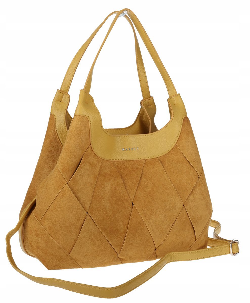 Torebka zamszowa damska shopper Listonoszka elegancka CM9871 żółta