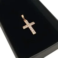 Wisiorki - Złota Zawieszka Krzyżyk Z Kryształkami 18K Prezent Dla Niej Żony Dziewczyny - miniaturka - grafika 1