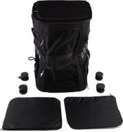 Plecaki - Dwukomorowy plecak dla kota z kółkami na kółkach do podróżowania w kolorze czarnym - miniaturka - grafika 1